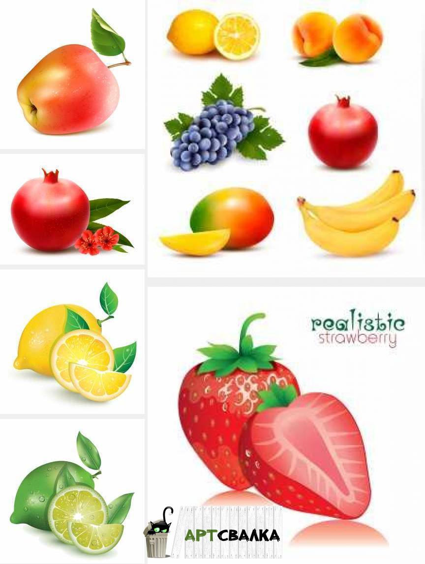 Аппетитные фрукты на белом фоне | Delicious fruits on white background